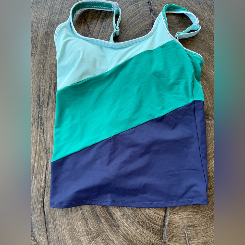 Lands' End Navy and Green Tankini Top